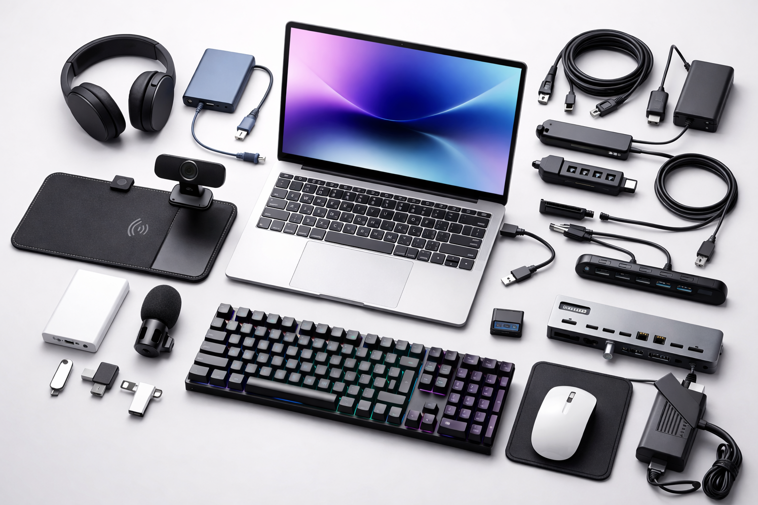 Computer and laptop accessories like adapters and hubs