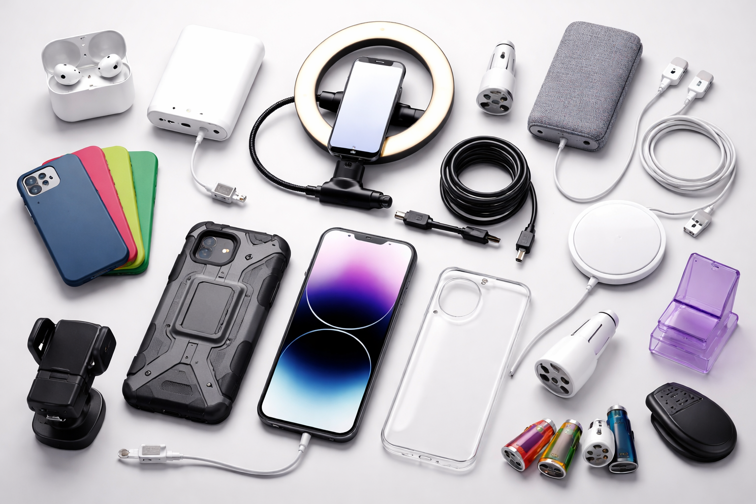 Mobile accessories including cases and chargers